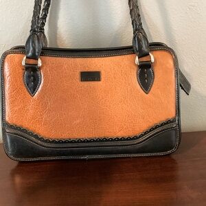 EGO Brown and Black Leather Handbag